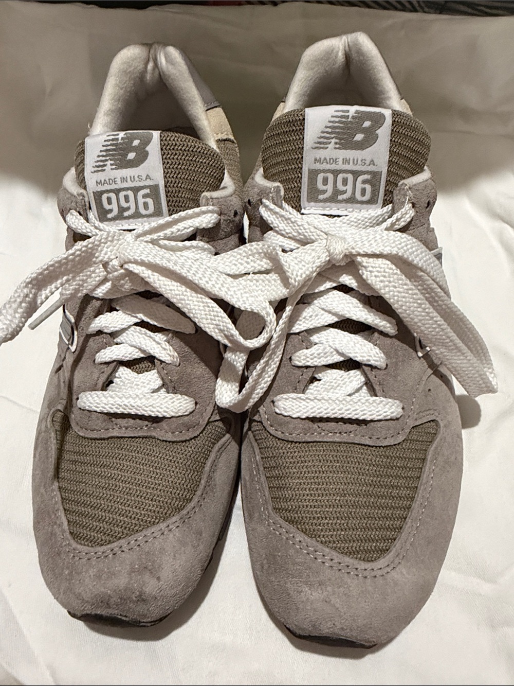 New Balance 996 Sneakers in Taupe and White